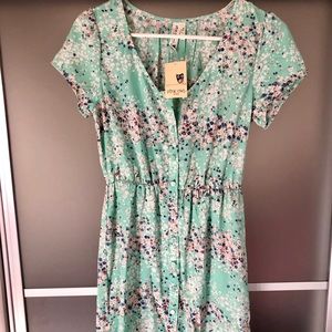 Mint green and floral print Pink Owl Apparel dress